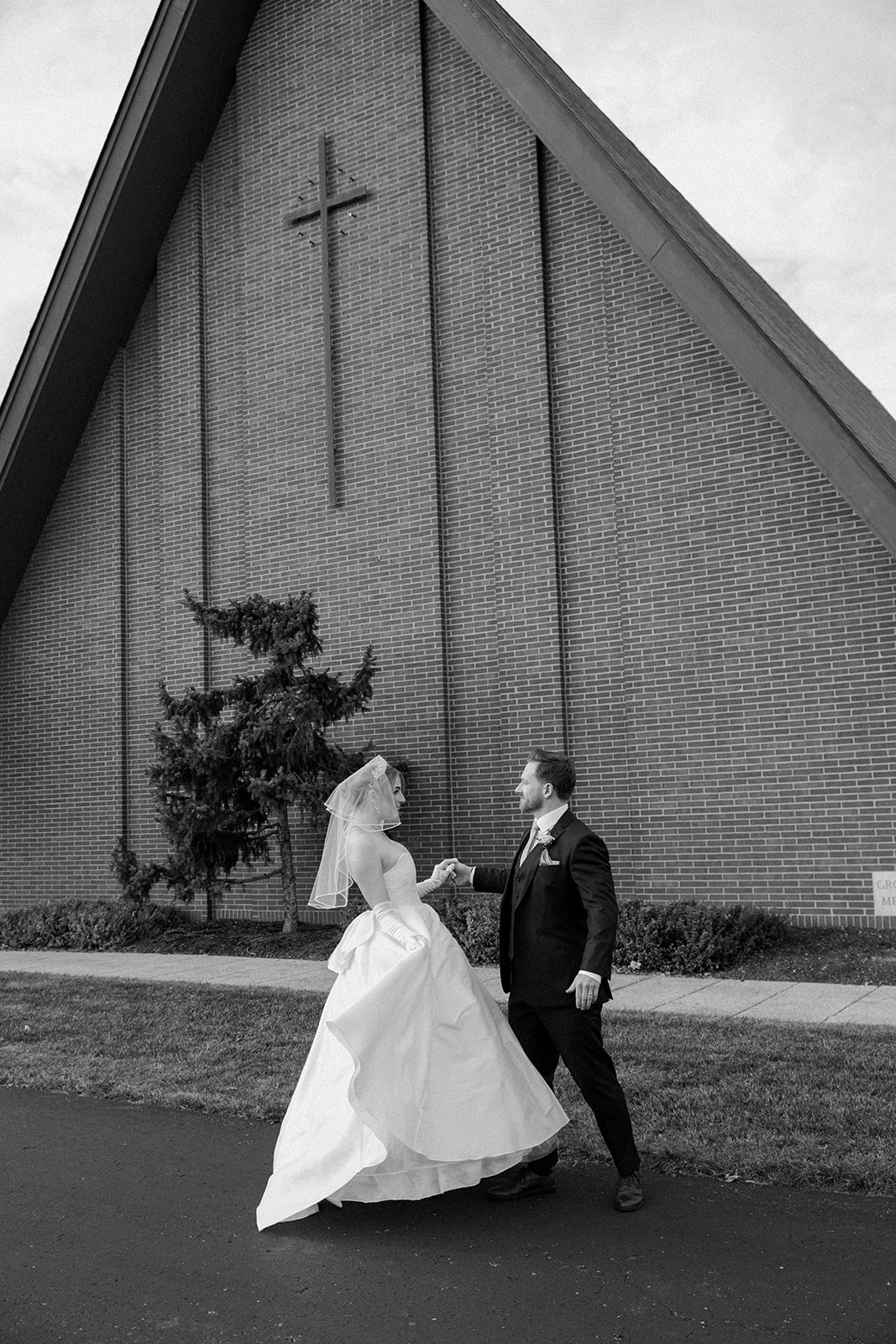 Bride and groom dancing