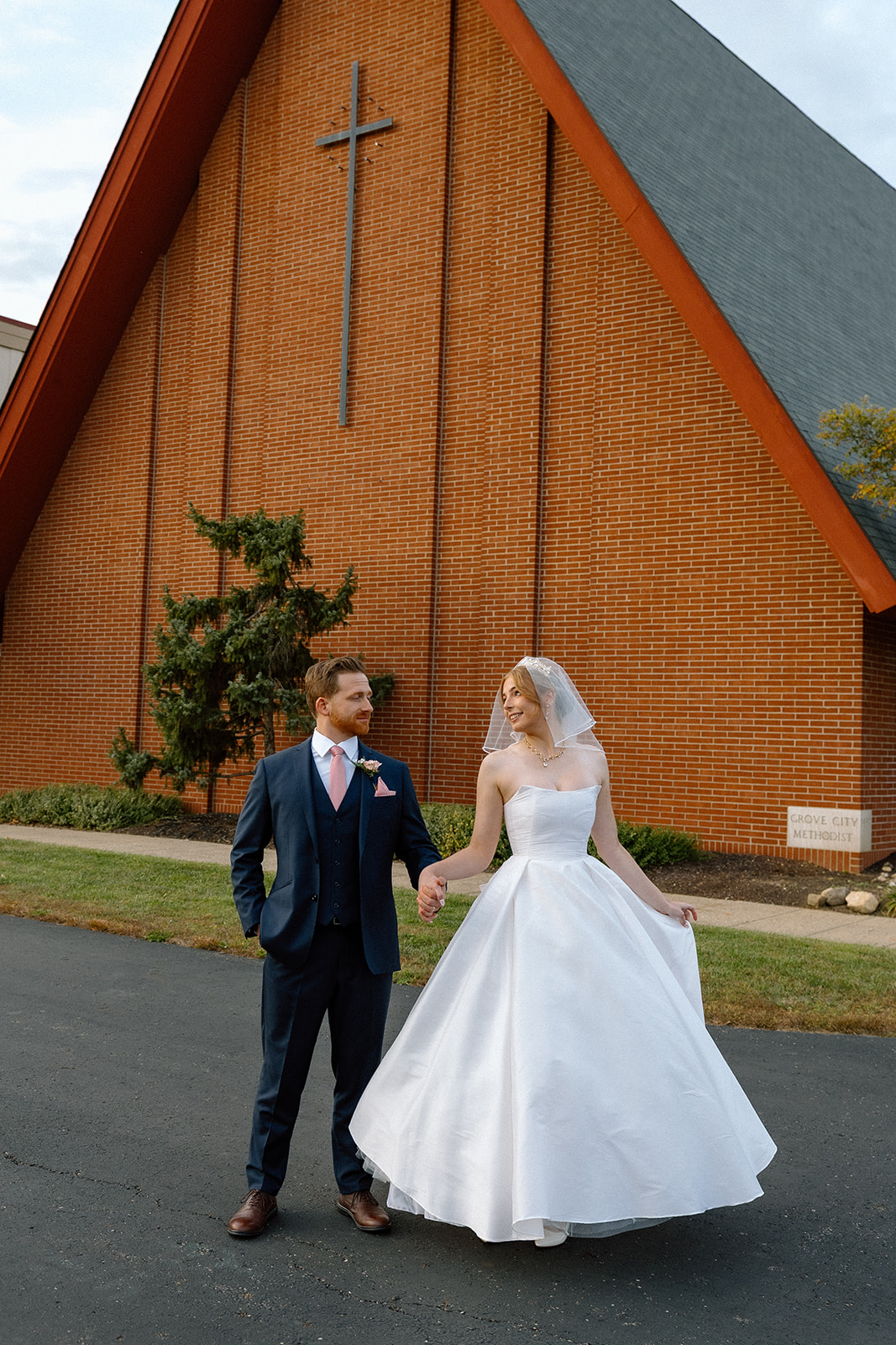 Bride and groom posing